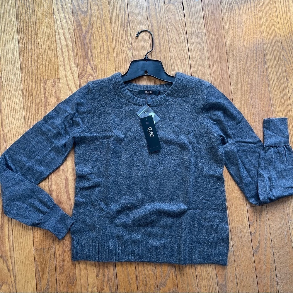 NEW BCBG Paris Wool Blend Crewneck Sweater Grey Size Large NWT